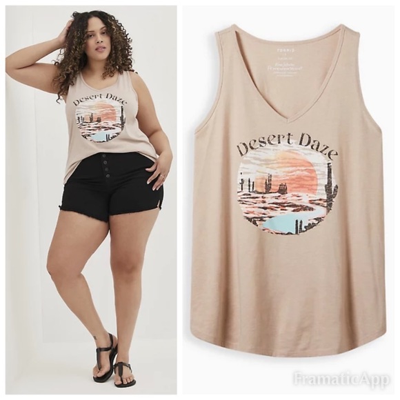 torrid Tops - NWT TORRID Girlfriend Tank - Signature Jersey Daze Sand Desert